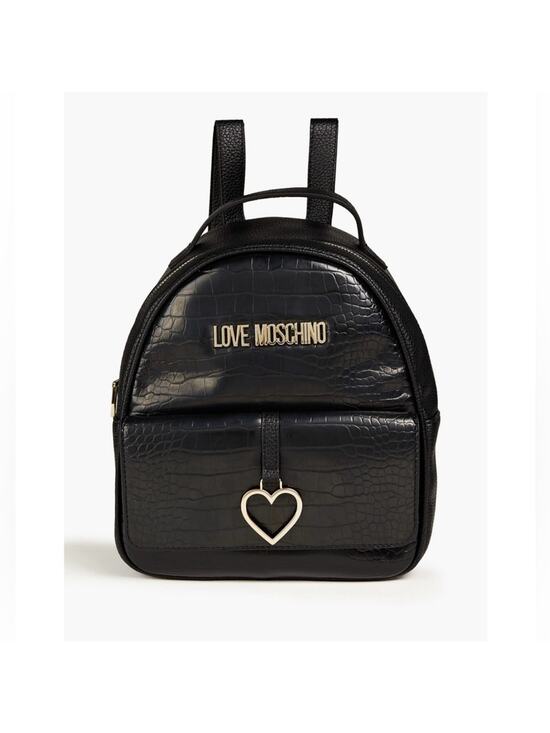 NEW Love Moschino Backpack Black Faux Leather Croc-Effect Bag main image 10